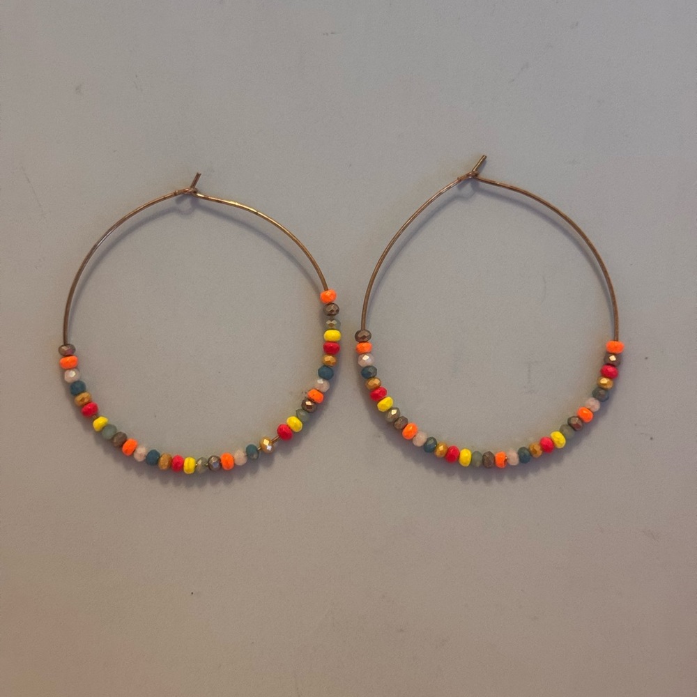 Colorful Beaded Hoop Earrings